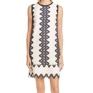 Kate Spade Sand  Dune lace sleeveless shift‎ dress black & ivory Size 0 EUC